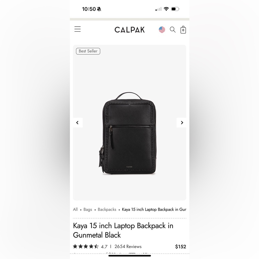 Calpak Gunmetal Black Kaya laptop Backpack